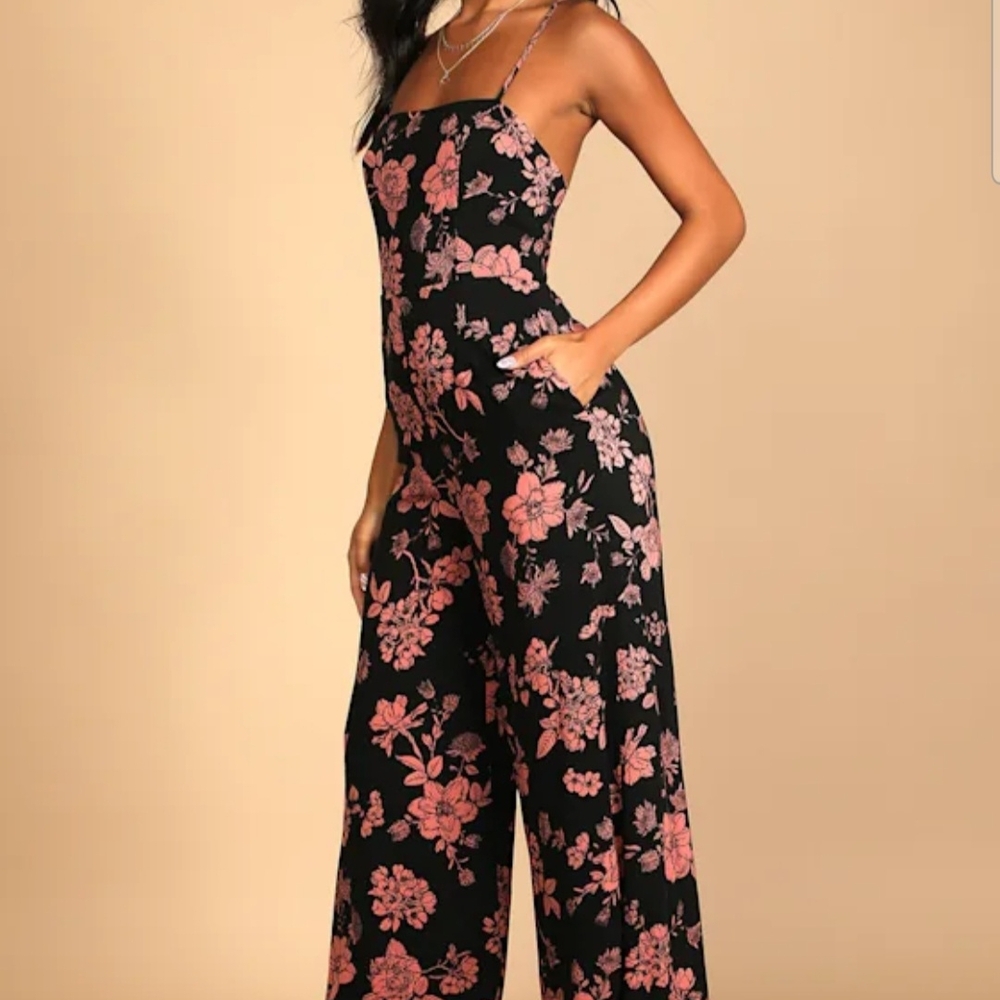 Lulus Elegant Black and Pink Jumpsuit